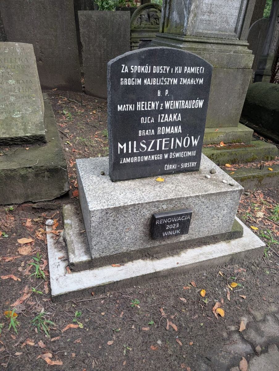 Restored Milsztein family headstone, Warsaw